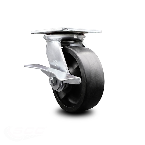 6 Inch Heavy Duty Glass Filled Nylon Caster with Ball Bearing and Brake SCC
